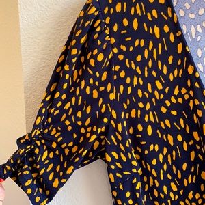 Navy Blue and Yellow Cinched Side Mini Dress